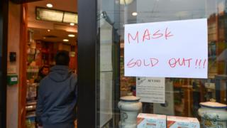 Masks sold out in pharmacy in Italy