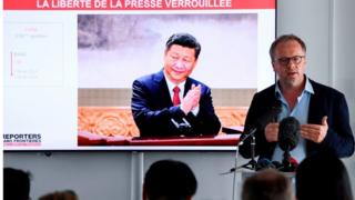 Reporters Without Borders (RSF) General Secretary Christophe Deloire speaks during a press conference to present the watchdog's World Press Freedom Index for 2018