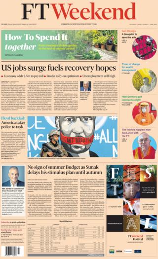 The Financial Times Weekend front page 6 June