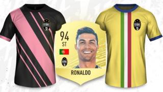 Two-images-of-football-shirts-plus-Ronaldo's-face