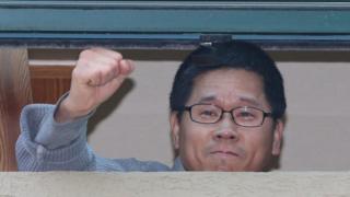 ハン・サンギュン氏は寺院に1カ月近く立てこもっていた(1日撮影)