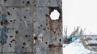 Сліди від куль в зоні проведення АТО
