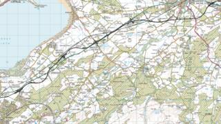 An t-slighe a chaidh a chomharrachadh airson rathad dà-fhillte eadar Inbhir Nis agus Inbhir Narann