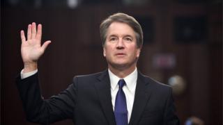 Judge Brett Kavanaugh is sworn in during his US Senate Judiciary Committee confirmation hearing.