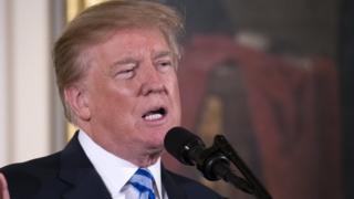 President Donald Trump in the White House on 20 February 2018