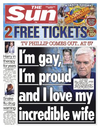 Saturday's Sun front page