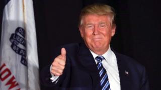 Republican presidential candidate Donald Trump during a campaign stop in Council Bluffs, Iowa. 29 Dec 2015