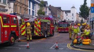 Fire crews at Westmorland Shopping Centre