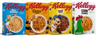 Kellogg cereal boxes with light labeling