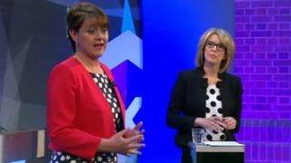 Leanne Wood and presenter Bethan Rhys Roberts