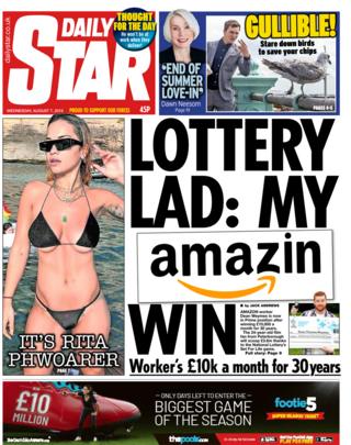 Front page of the Daily Star