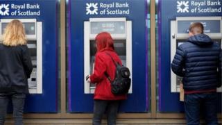 RBS customers at cash machines
