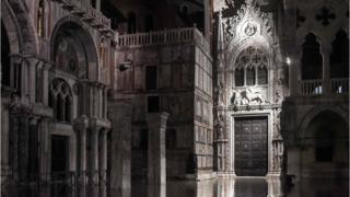 St Mark's Basilica and a section of the Doge's Palace are left flooded