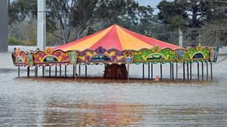 carousel in flooded water