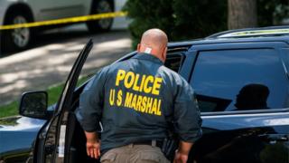 Police outside the home of Judge Esther Salas in North Brunswick. 20 July 2020