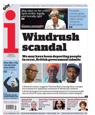 Newspaper headlines: 'Windrush scandal' and McPartlin apology - BBC News