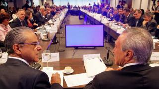 São Paulo - SP, 17/03/2017 - Reunião do Comitê de Líderes da Mobilização Empresarial pela Inovação (MEI). (E/D) Presidente Michel Temer, Presidente da CNI, Robson Braga de Andrade.