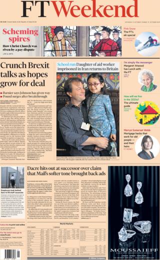 Front page of the FT on 12 October 2019