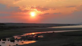 Sunset over a beach