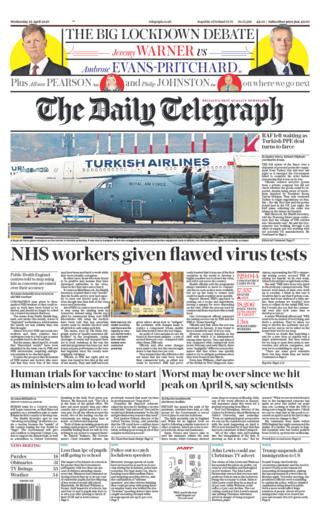 Daily Telegraph front page