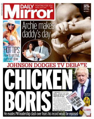 Daily Mirror front page