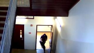 Footage shows Cruz entering a stairwell