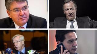 Ministros de Hacienda de América Latina: Mauricio Cárdenas en Colombia, José Antonio Meade en México, Mario Guillén (ministro encargado de Economía) en Bolivia y Danilo Astori en Uruguay