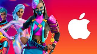 Personnages Fortnite À Côté Du Logo Apple