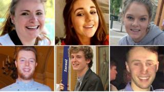 The victims: Top row from left - Ashley Donohoe, Eimear Walsh, Olivia Burke. Bottom row from left: Eoghan Culligan, Lorcan Miller, Niccolai Schuster