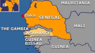 Ramani ya inayoonyesha mataifa ya Gambia Senegal na Guinea Bissau