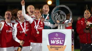 Ikọ obinrin agbabọọlu Arsenal n dunnu pẹlu ife ẹyẹ wọn