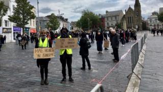 Protest in Caernarfon