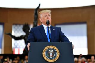 Mr Trump gives a speech