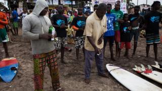 surfers at an international competition in Ghana