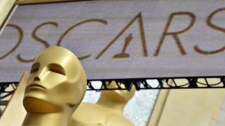 Oscars banner and trophy