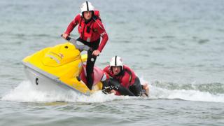 RNLI jet ski in action, file pic