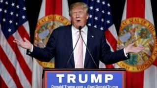 Donald Trump, durante un discurso de campaña en El Doral, Florida.