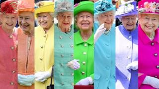 The Queen in colourful outfits