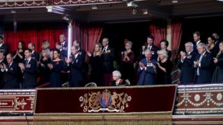 The Queen joined by other members of the Royal Family