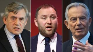 Gordon Brown (left) and Tony Blair (right) back Ian Murray (centre)
