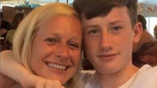 Morgan Ackerman with his mother