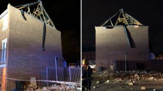Roof end blown off