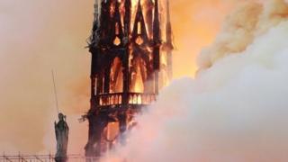 Aguja de Notre Dame en llamas
