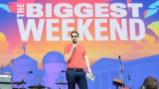 Greg James speaks on stage during day 2 of BBC Radio 1's Biggest Weekend 2018 held at Singleton Park on May 27, 2018 in Swansea, Wales.