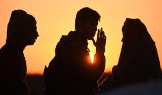 Migrants on the Hungarian-Serbian border