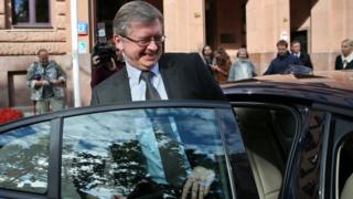 Russian Ambassador to Poland Sergey Andreyev seen leaving the Polish foreign ministry (28 Sept)