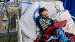 Oscar has been in hospital 57 times with his asthma