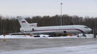 黒海で墜落したTu-154機。写真は2015年、モスクワ近くの軍飛行場で。
