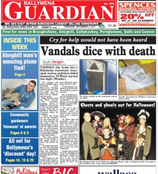 Ballymena Guardian front page 02/11/17