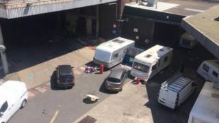 Caravans and vehicles at Thwaites brewery